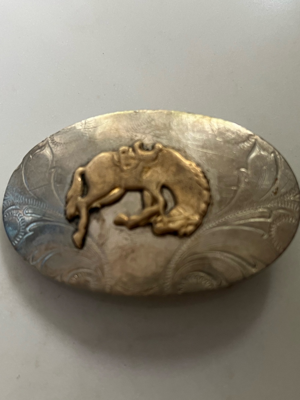 Gold and Silver Fox Motif Oval Belt Buckle